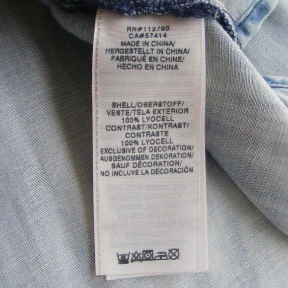 True Religion Womens Sleeveless Bleached Denim Chambray Georgia Dress Blue XS - Picture 9 of 9